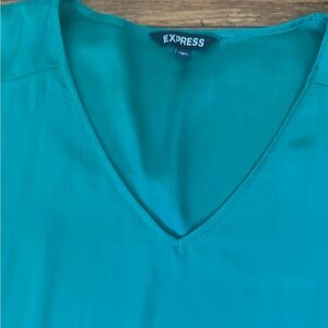 Express Turquoise V-Neck Blouse
